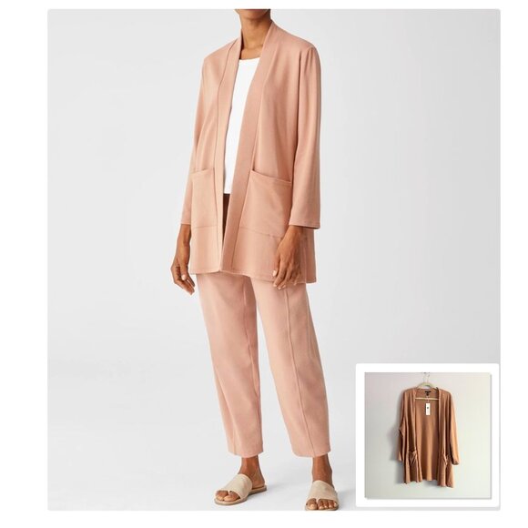 Eileen Fisher Cozy Brushed Terry Hug Long Jacket Sz 3X NWT - Picture 1 of 12